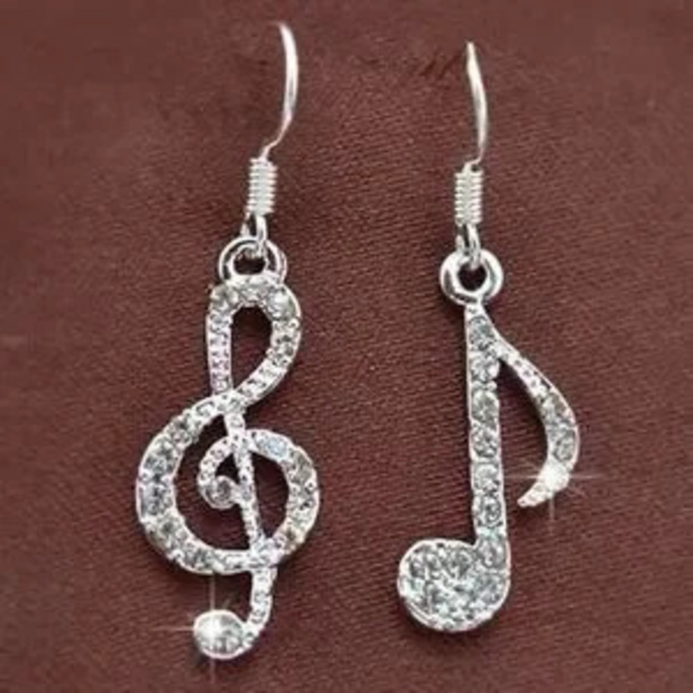 Music Notes Crystal Earrings